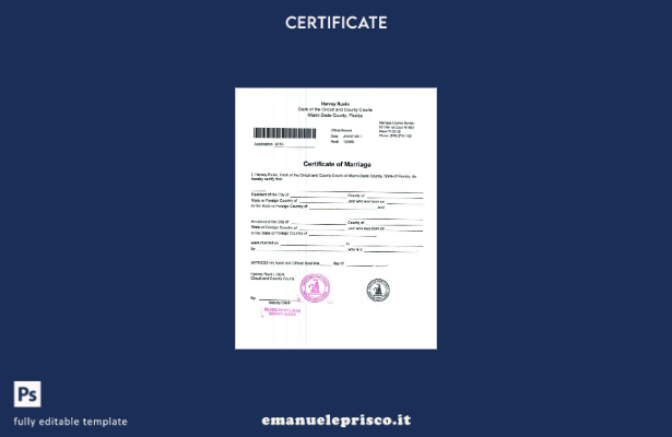 modello di certificato di matrimonio dei tribunali di contea e del circuito US 1
